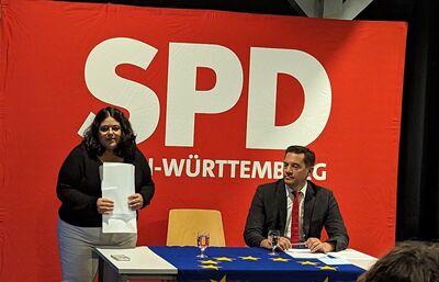 Vivien Costanzo, südbadische SPD-Kandidatin für das Europaparlament und Kreisvorsitzender Johannes Fechner.